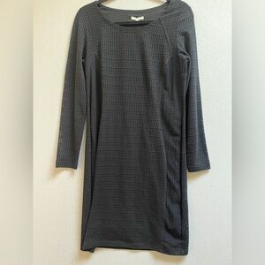 NWT Sandwich Black Eyelet Knit Long Sleeve Shift Mini Dress Size M